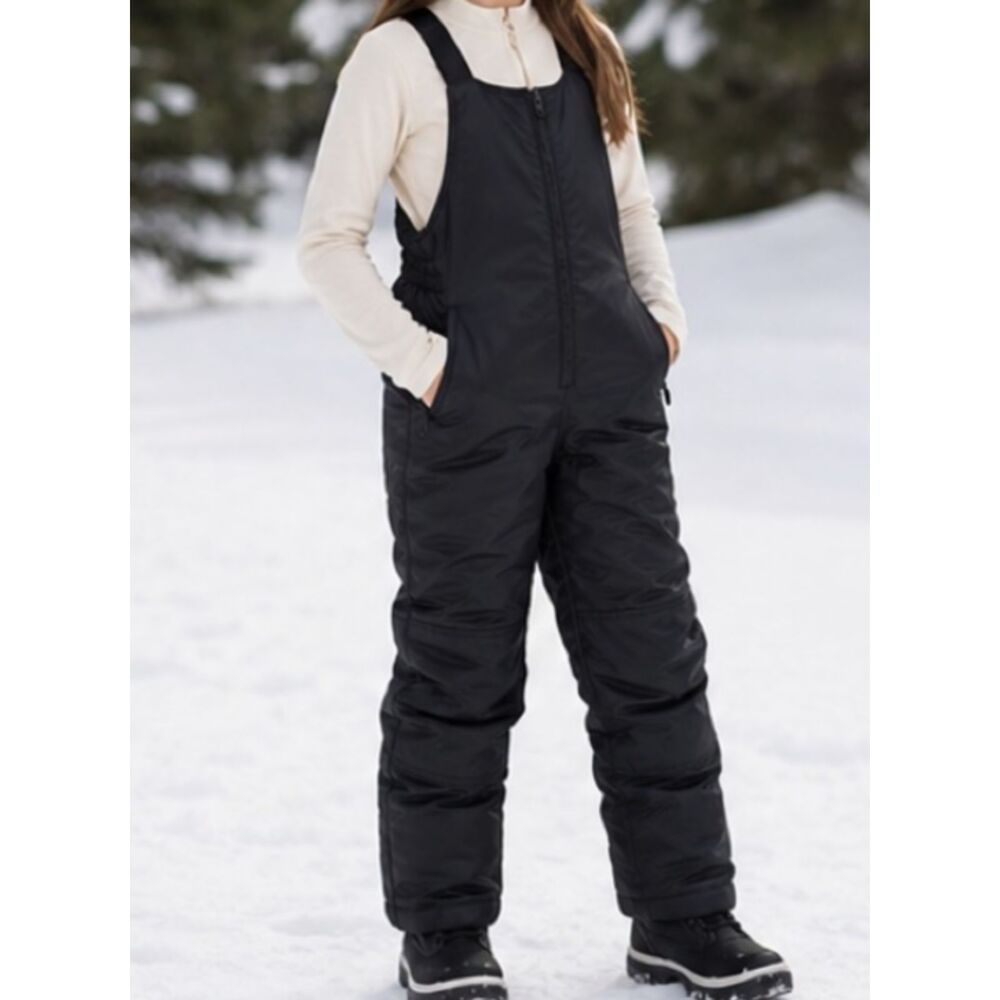 Cat & Jack Black Kids Snow Pants Bib & Underlayer Set in Youth Size Large 10-12